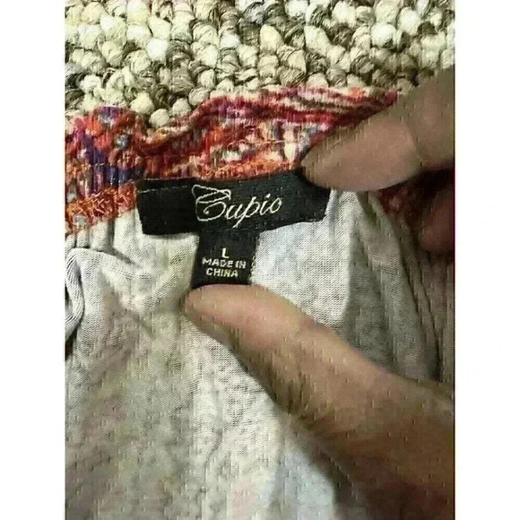 Cupio Women's Large Boho Bohemian Hippie Multicolored Tunic Blouse Top Viscose - Picture 6 of 7